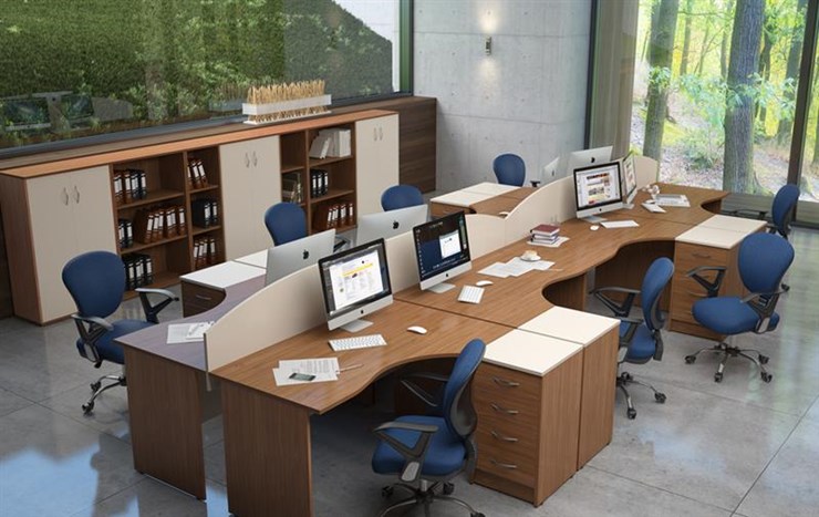Офисный комплект мебели IMAGO три стола, 2 шкафа, стеллаж, тумба в Смоленске - изображение 4